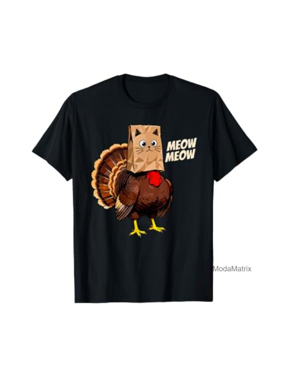Thanksgiving Turkey Cat Meow T-Shirt Funny Holiday Tee